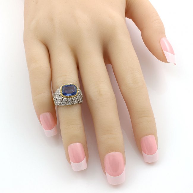 Buccellati 1.85 Carat Sapphire 0.90 Carat Diamond 18K Yellow Gold Cocktail Ring
