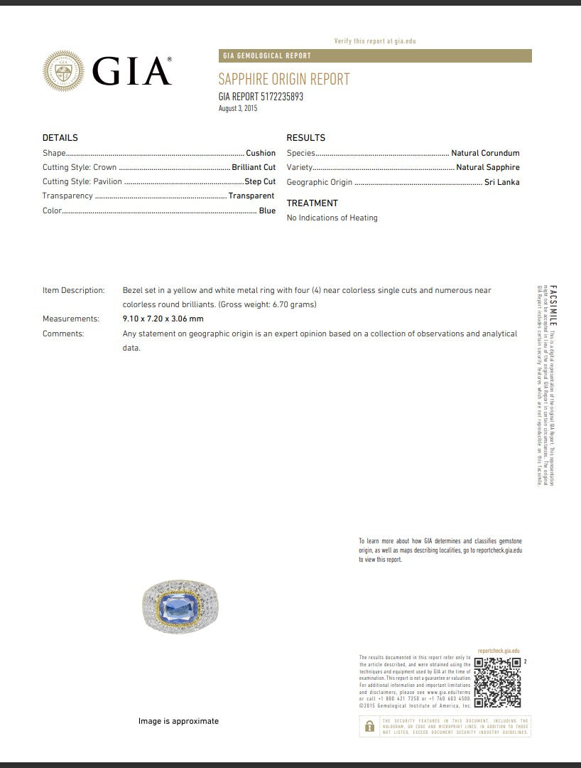 Buccellati 1.85 Carat Sapphire 0.90 Carat Diamond 18K Yellow Gold Cocktail Ring