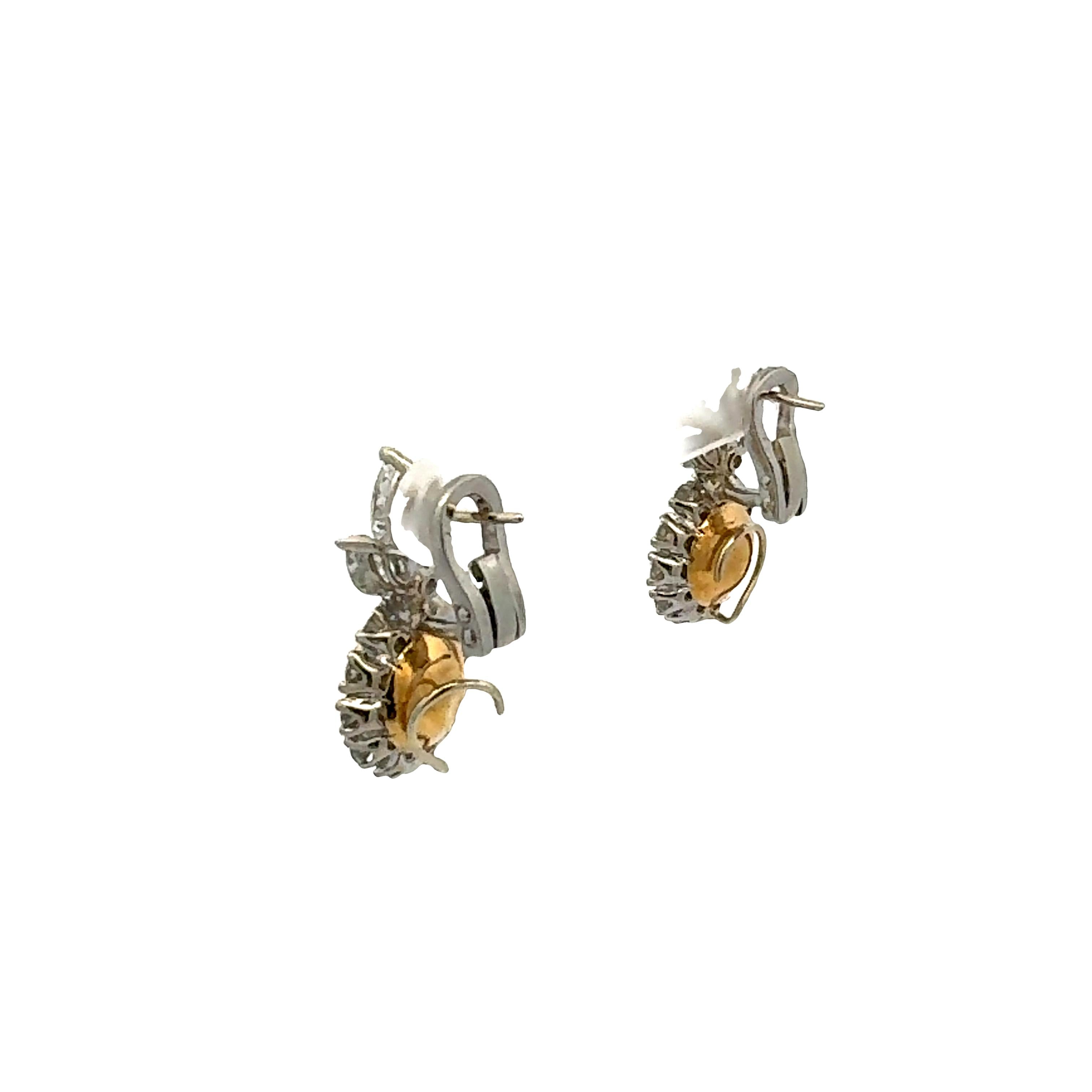 5.06 Carat Old European Cut O–Q VS Diamond Two-Tone Gold Halo Drop Earrings
