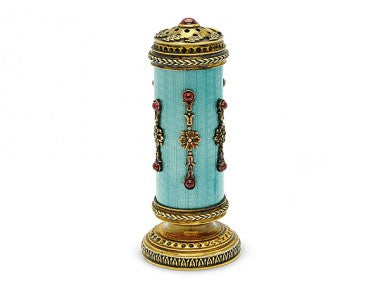 Vintage Enamel Garnet And Silver Gilt Salt Shaker