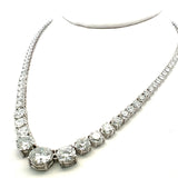 30.08 Carat Round Brilliant F-H SI-I1 Diamond Platinum Riviera Necklace