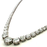 30.08 Carat Round Brilliant F-H SI-I1 Diamond Platinum Riviera Necklace