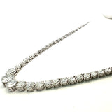 30.08 Carat Round Brilliant F-H SI-I1 Diamond Platinum Riviera Necklace