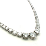 30.08 Carat Round Brilliant F-H SI-I1 Diamond Platinum Riviera Necklace