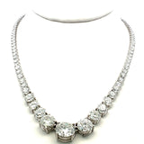 30.08 Carat Round Brilliant F-H SI-I1 Diamond Platinum Riviera Necklace