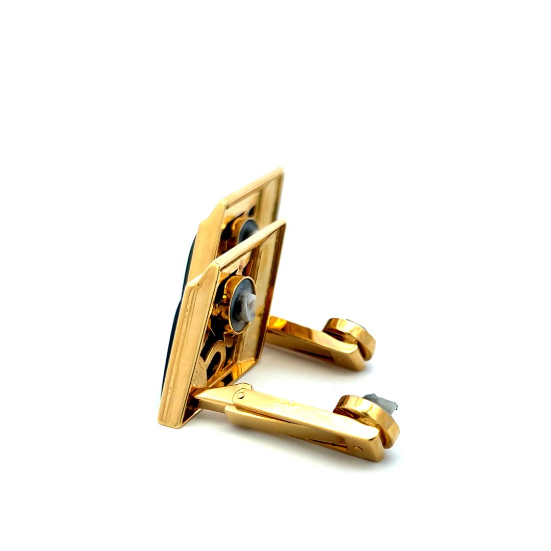 0.20ct Diamond 14K Yellow Gold & Onyx Geometric Art Deco Clip-On Earrings