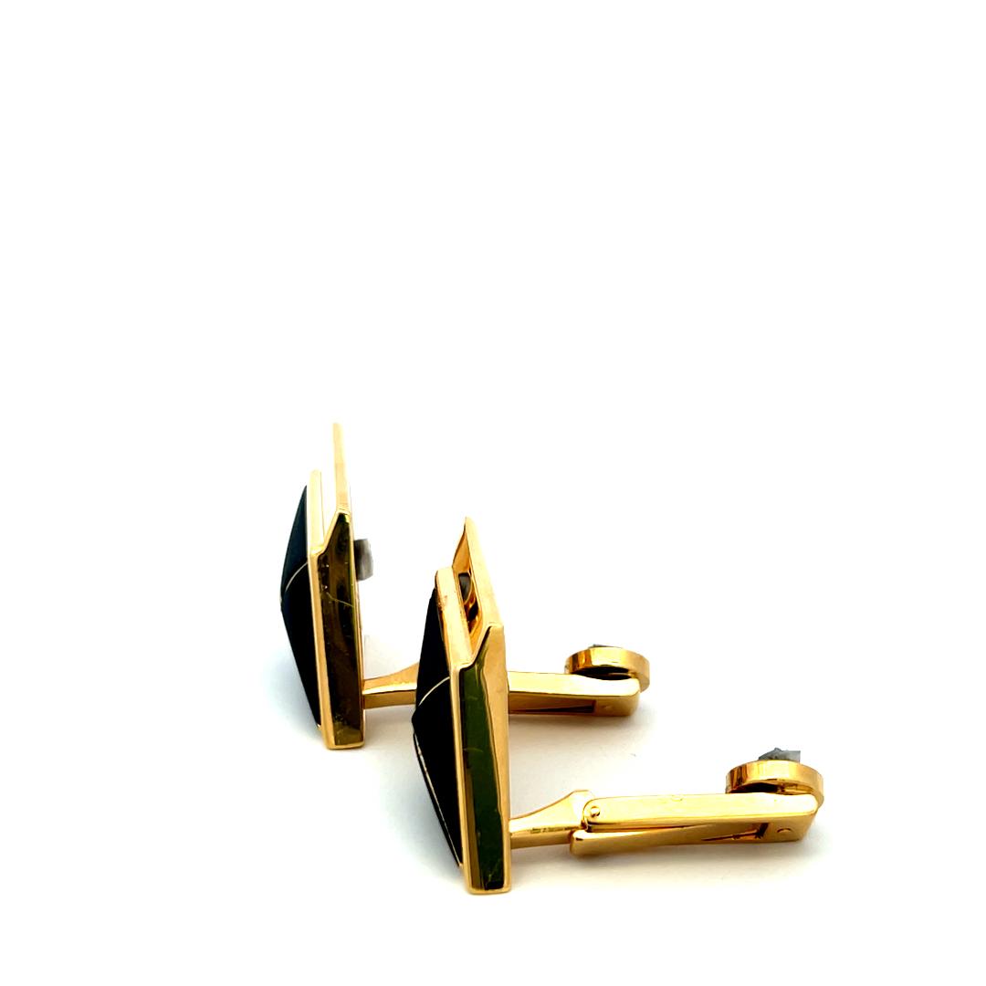 0.20ct Diamond 14K Yellow Gold & Onyx Geometric Art Deco Clip-On Earrings