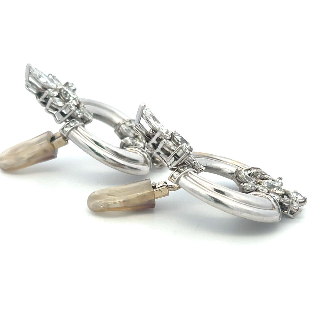 18K Gold Chandelier Earrings with 11.95 Carat Old European Cut G VVS2 Diamonds