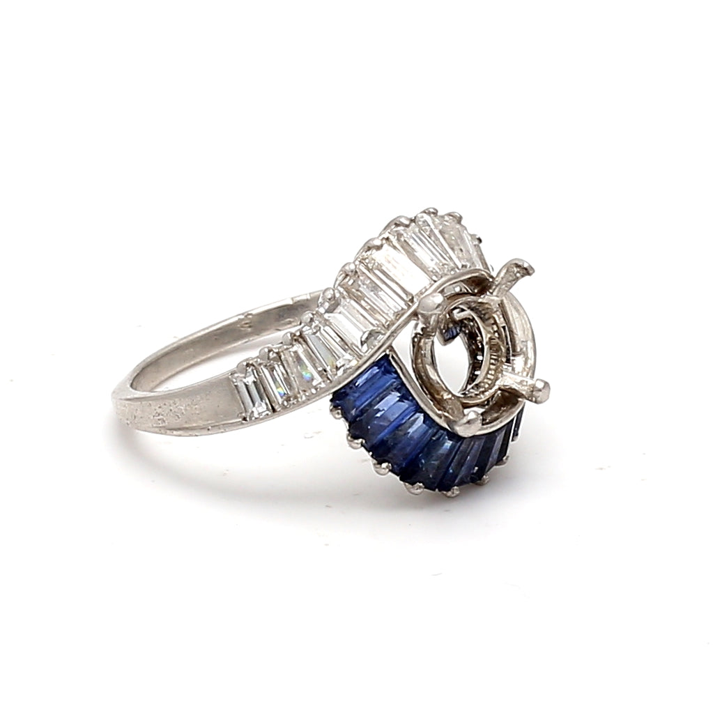 Oscar Heyman 1.10 Carat Diamond 1.10 Carat Sapphire Platinum Semi Mount Ring