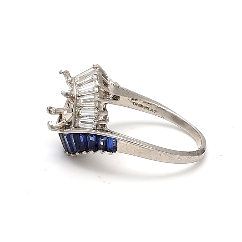 Oscar Heyman 1.10 Carat Diamond 1.10 Carat Sapphire Platinum Semi Mount Ring