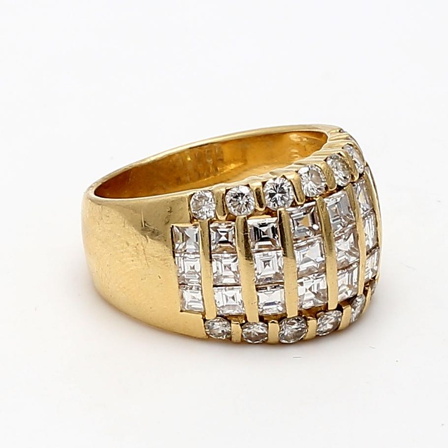 2.20 Carat Asscher and Round Brilliant Diamond 18K Yellow Gold Cocktail Ring