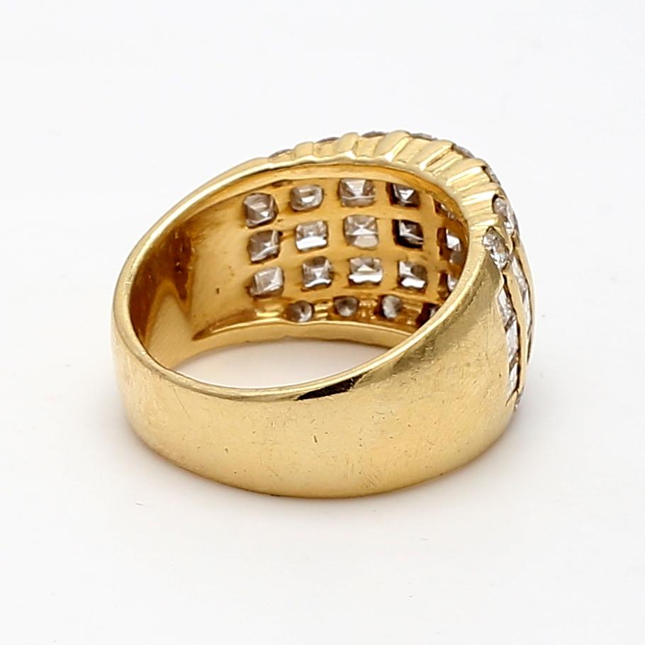 2.20 Carat Asscher and Round Brilliant Diamond 18K Yellow Gold Cocktail Ring