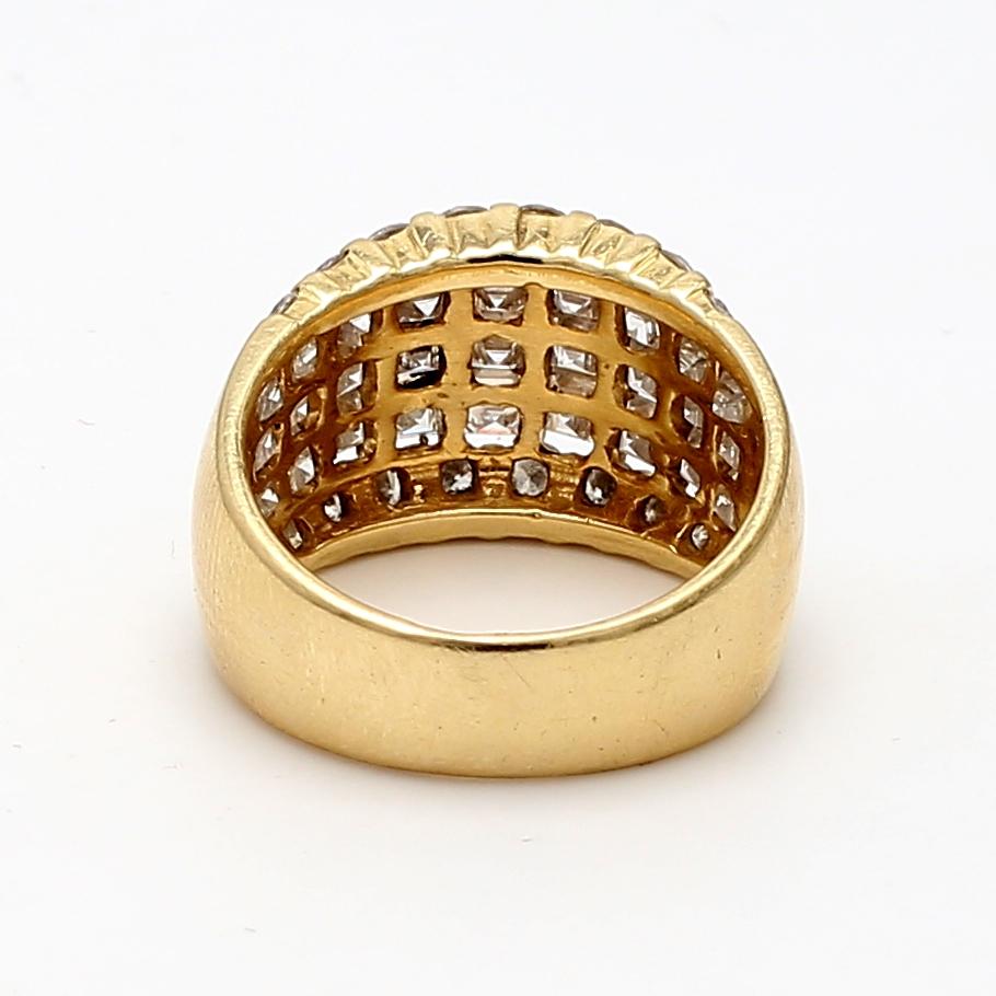 2.20 Carat Asscher and Round Brilliant Diamond 18K Yellow Gold Cocktail Ring