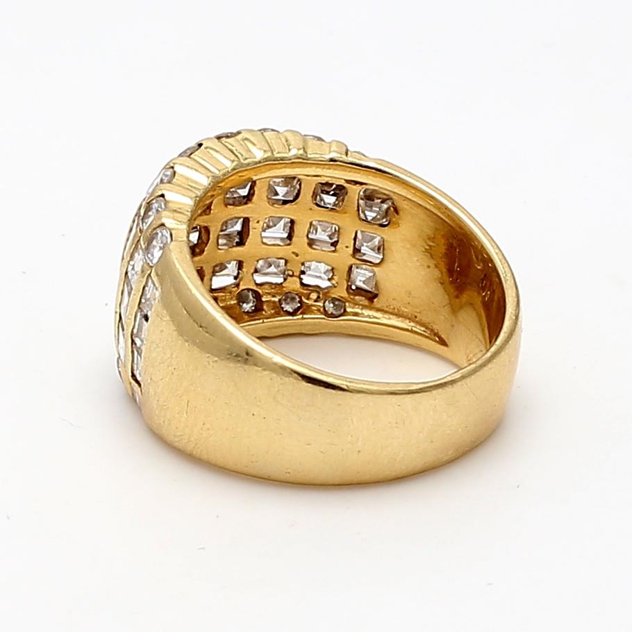 2.20 Carat Asscher and Round Brilliant Diamond 18K Yellow Gold Cocktail Ring