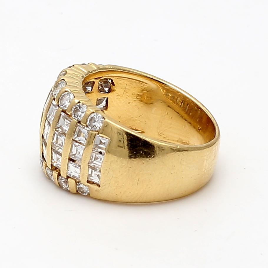 2.20 Carat Asscher and Round Brilliant Diamond 18K Yellow Gold Cocktail Ring