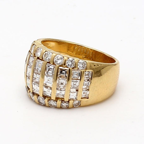2.20 Carat Asscher and Round Brilliant Diamond 18K Yellow Gold Cocktail Ring