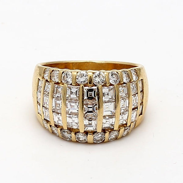 2.20 Carat Asscher and Round Brilliant Diamond 18K Yellow Gold Cocktail Ring