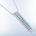 8.23 Carat Blue Topaz 1.56 Carat Diamond 18K White Gold Pendant Necklace