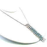 8.23 Carat Blue Topaz 1.56 Carat Diamond 18K White Gold Pendant Necklace