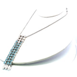 8.23 Carat Blue Topaz 1.56 Carat Diamond 18K White Gold Pendant Necklace