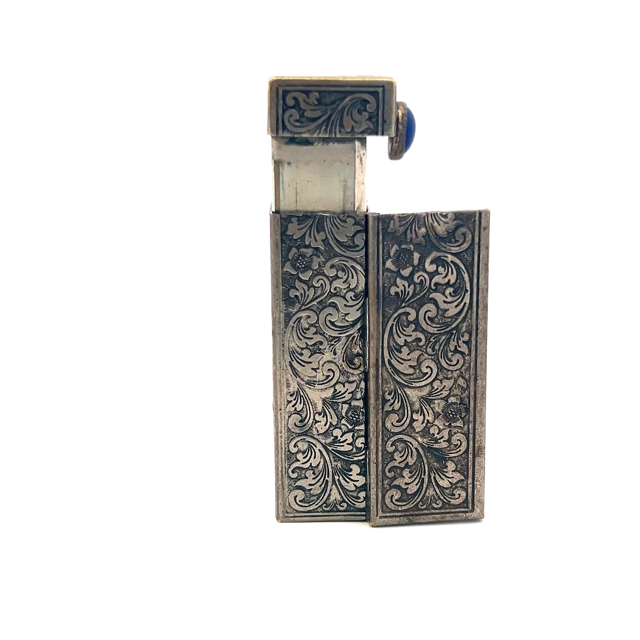 Antique 35.40 Grams Silver Lipstick Box with Mirror