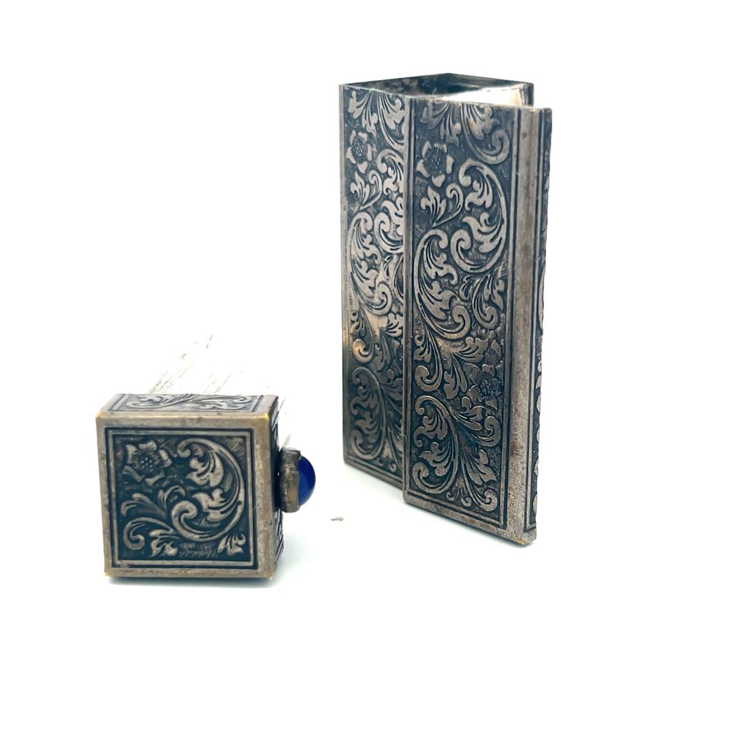Antique 35.40 Grams Silver Lipstick Box with Mirror