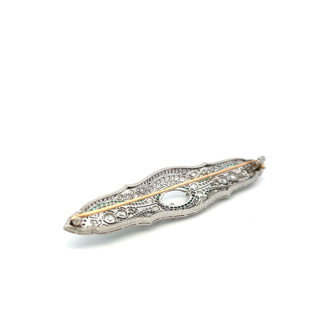 Tiffany & Co 6.00 Carat Round Diamond 1.50 Carat Emerald Platinum Pin