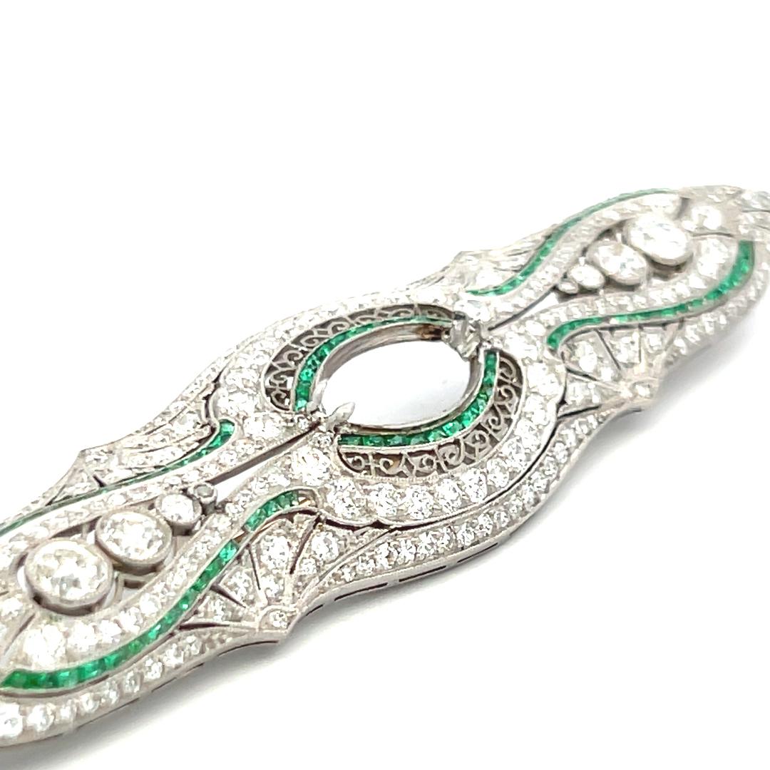 Tiffany & Co 6.00 Carat Round Diamond 1.50 Carat Emerald Platinum Pin