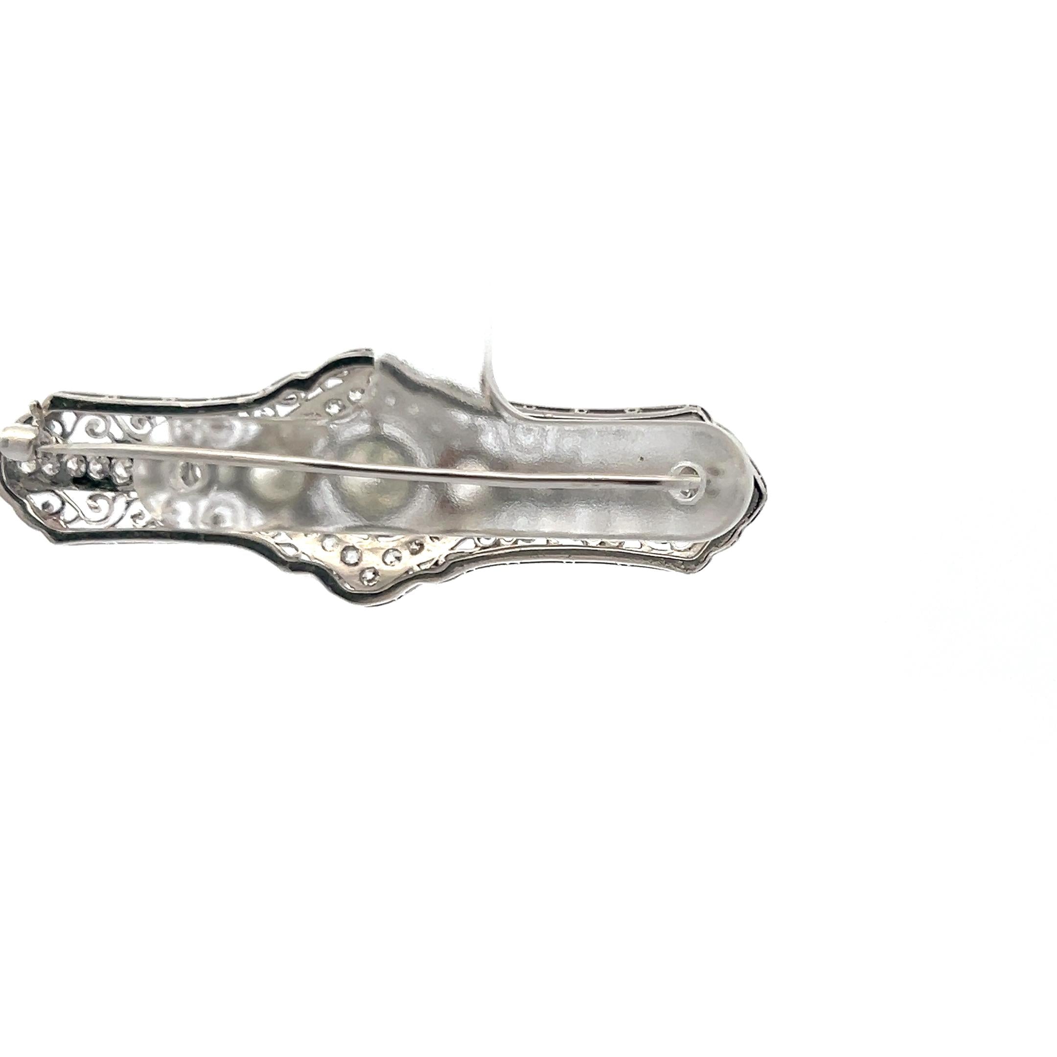 Platinum Pin Brooch with 2.06 Carat Old European & Round J VS1 Diamonds
