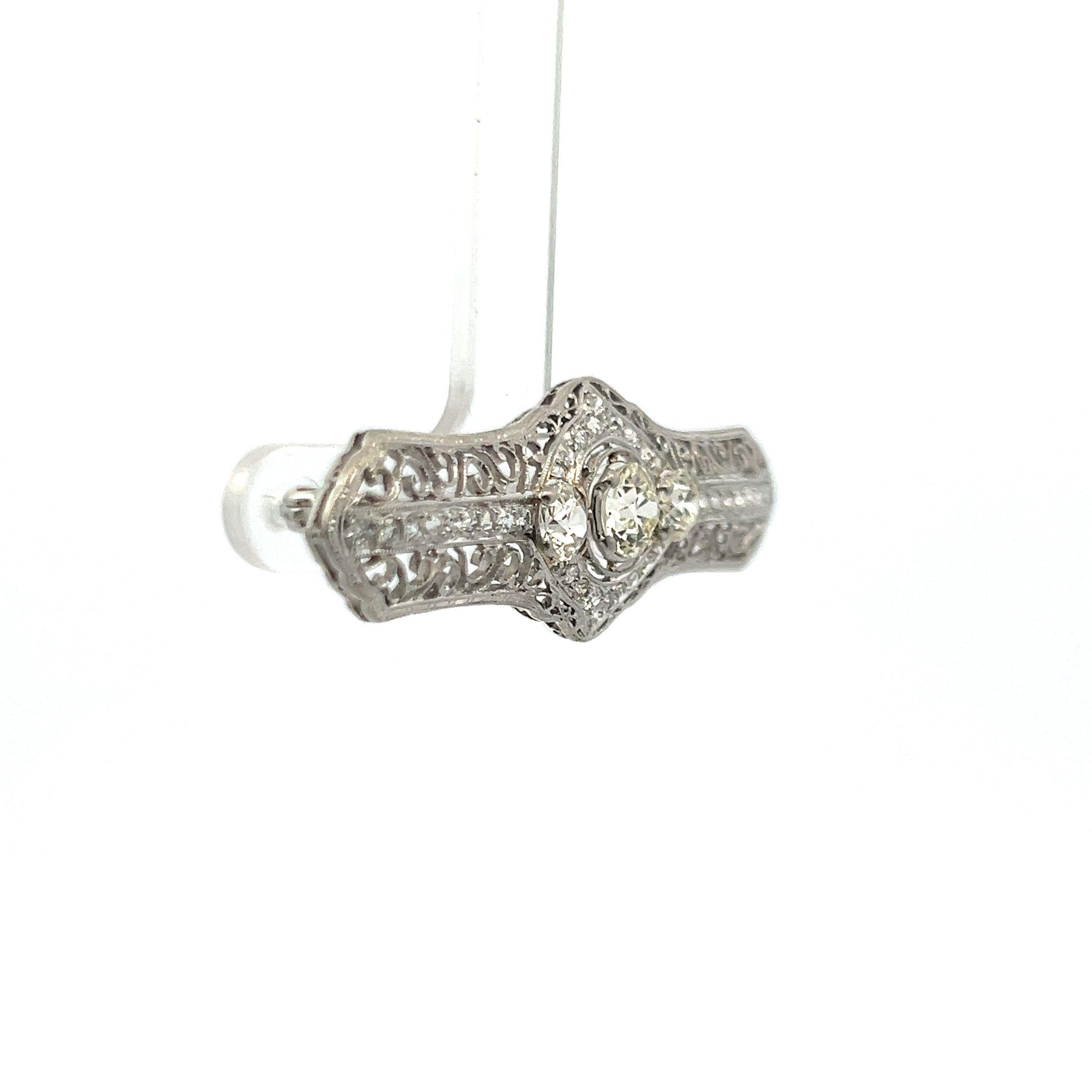 Platinum Pin Brooch with 2.06 Carat Old European & Round J VS1 Diamonds