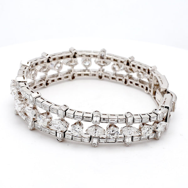 Van Cleef & Arpels 28.00 Carat E VVS1 Diamond Platinum 1960'S Bracelet