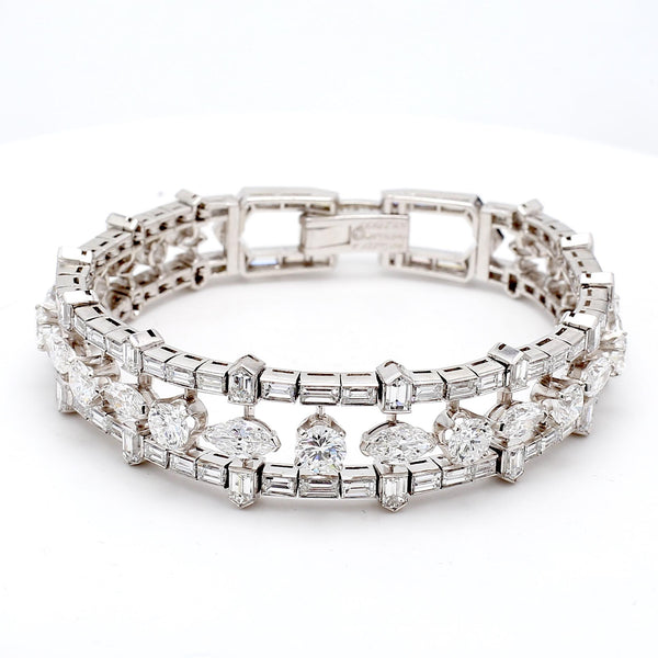 Van Cleef & Arpels 28.00 Carat E VVS1 Diamond Platinum 1960'S Bracelet