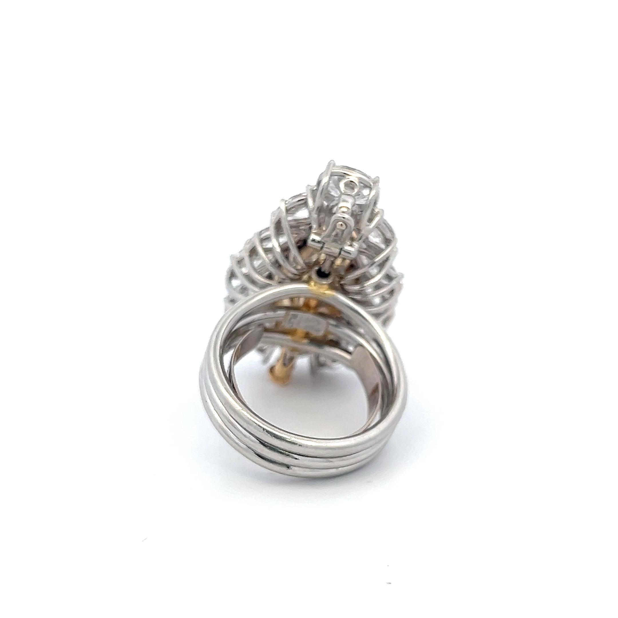 Vintage 18 Karat Two Tone Gold Ring with 16.14 Carat Diamonds Size 7.5