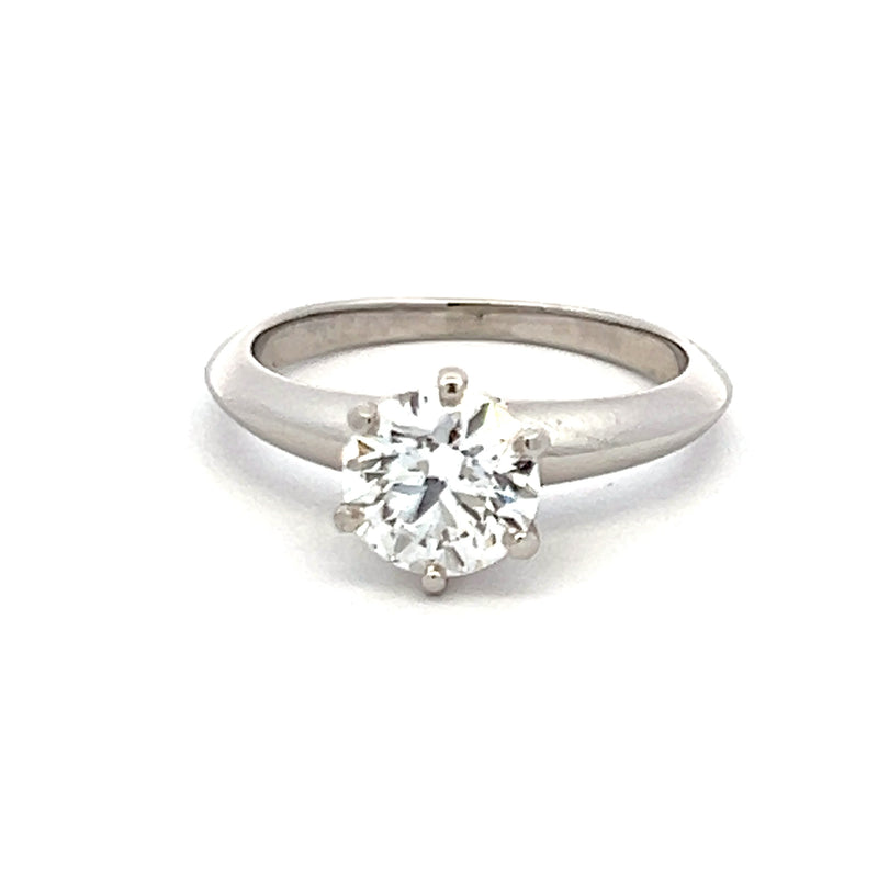 Tiffany & Co 1.02 Carat Round Brilliant E VVS2 Diamond Platinum Engagement Ring