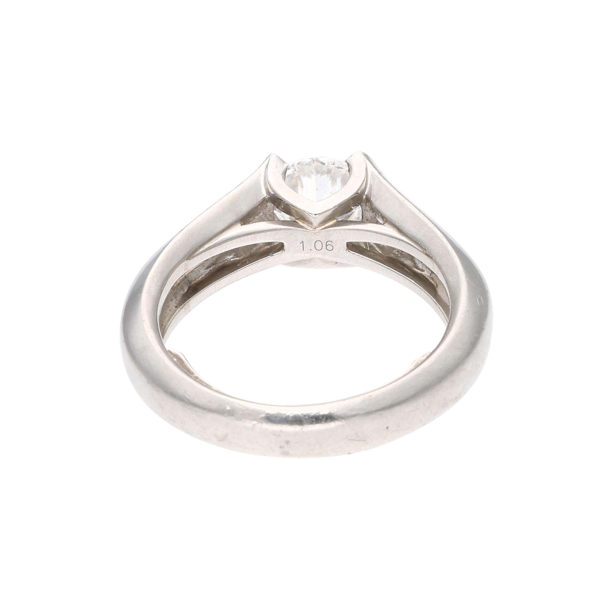 Cartier Platinum Engagement Ring and band 1.06 Carat Round Diamond F VVS1 GIA