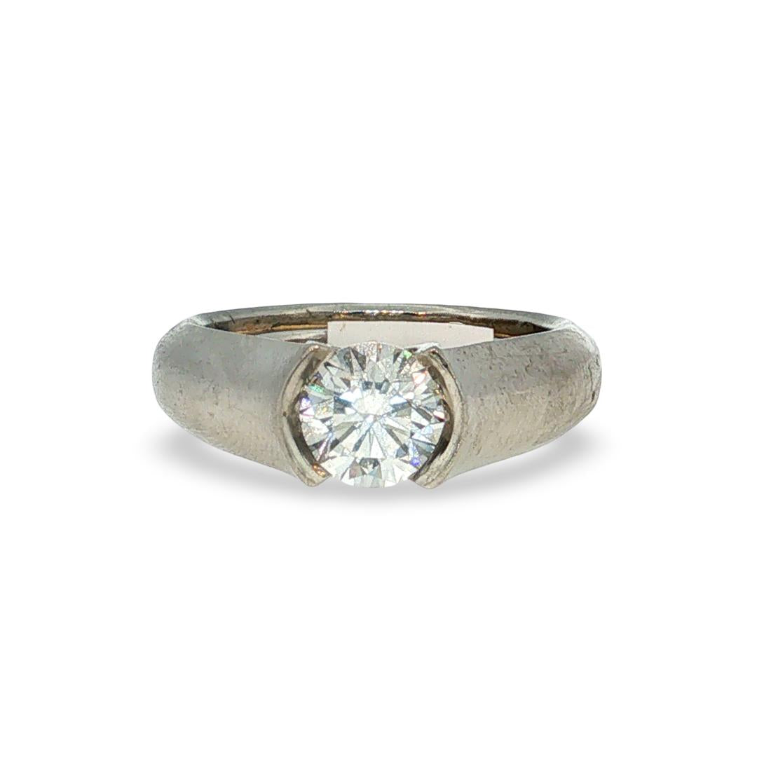 Cartier Platinum Engagement Ring and band 1.06 Carat Round Diamond F VVS1 GIA