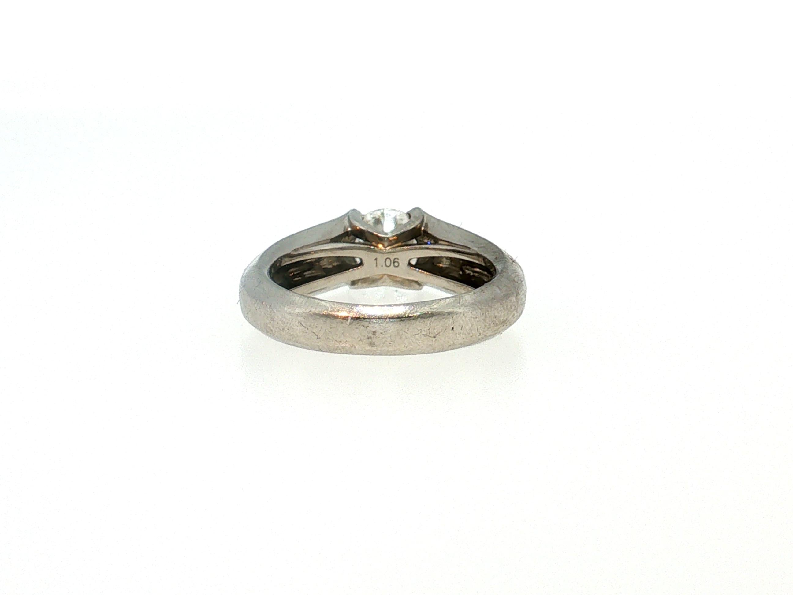 Cartier Platinum Engagement Ring and band 1.06 Carat Round Diamond F VVS1 GIA