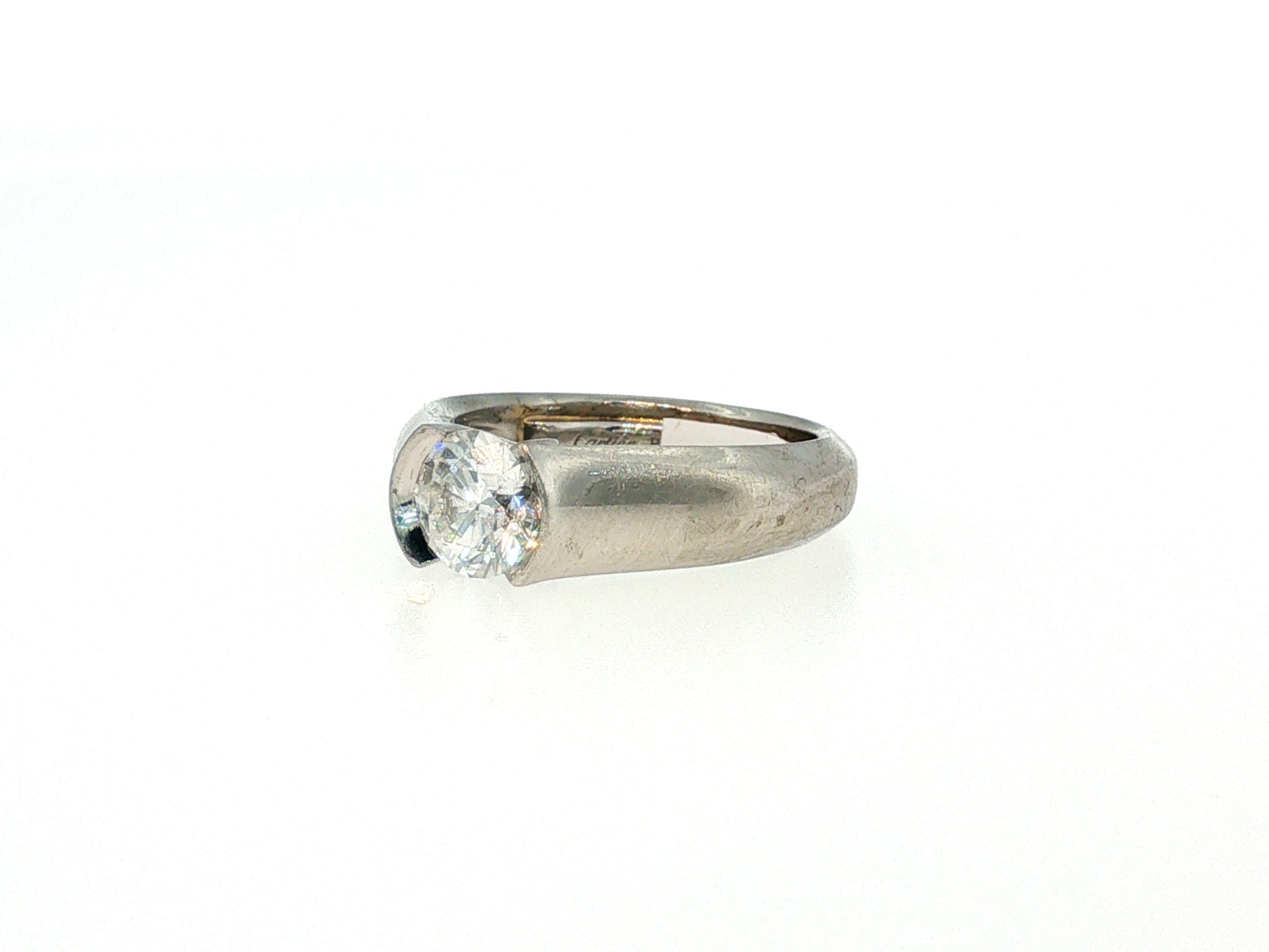 Cartier Platinum Engagement Ring and band 1.06 Carat Round Diamond F VVS1 GIA