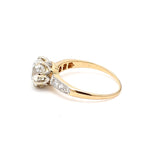 2.12 Carat Old European Cut I SI1 Diamond 18 Karat Yellow Gold Engagement Ring