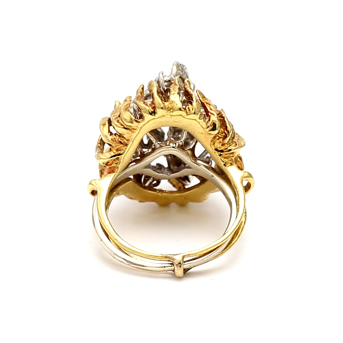 1.37 Carat Round Brilliant Diamond 18 Karat Two Tone Gold/Platinum Cocktail Ring