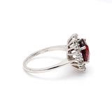 3.25 Carat Red Gem Stone and 0.50 Carat Diamond 14 Karat White Gold Halo Ring
