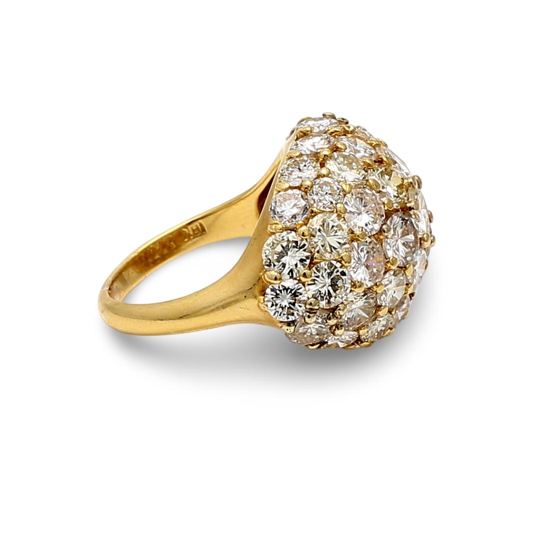 7.25 Carat Round Brilliant G VS1 Diamond 18K Yellow Gold Cluster Ring