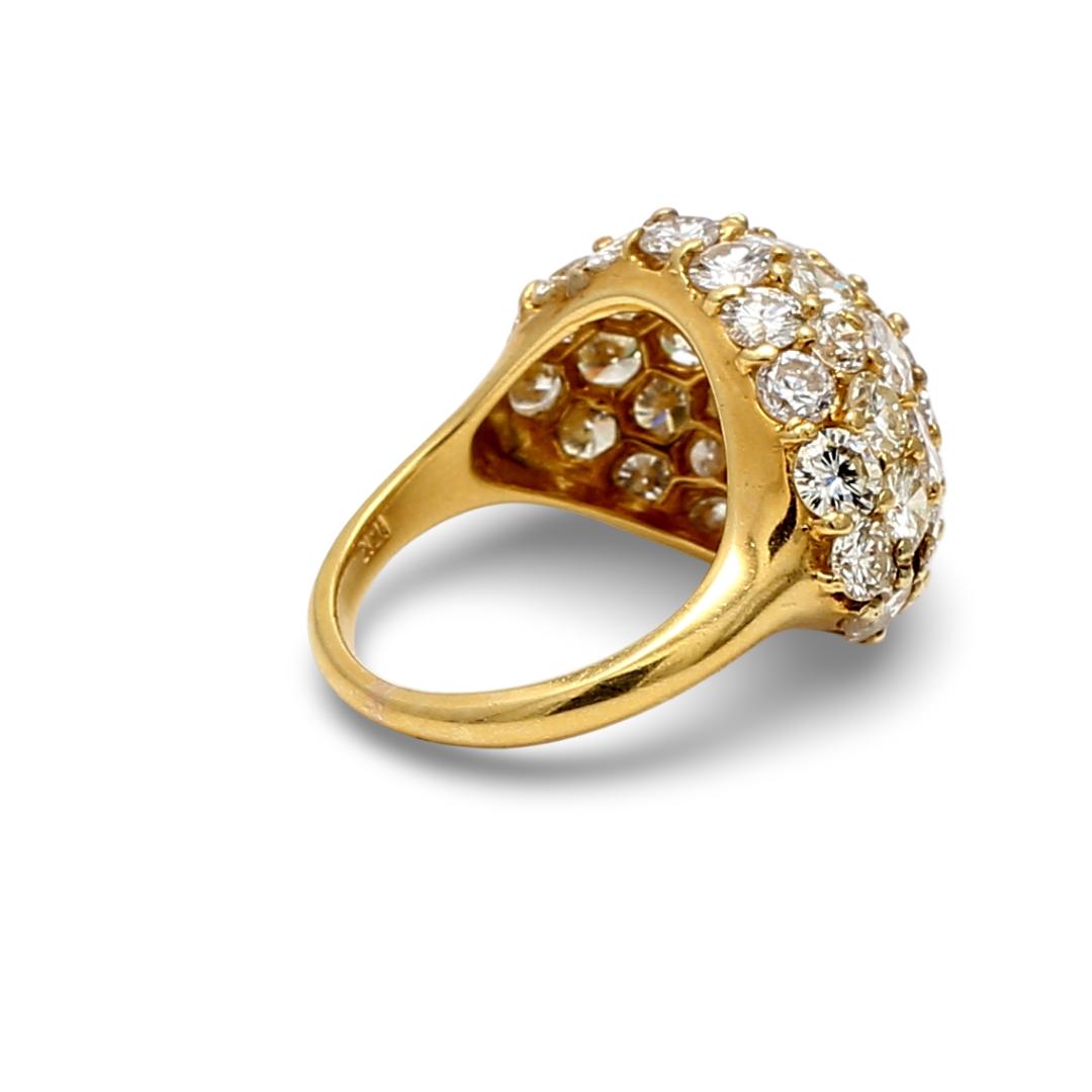 7.25 Carat Round Brilliant G VS1 Diamond 18K Yellow Gold Cluster Ring