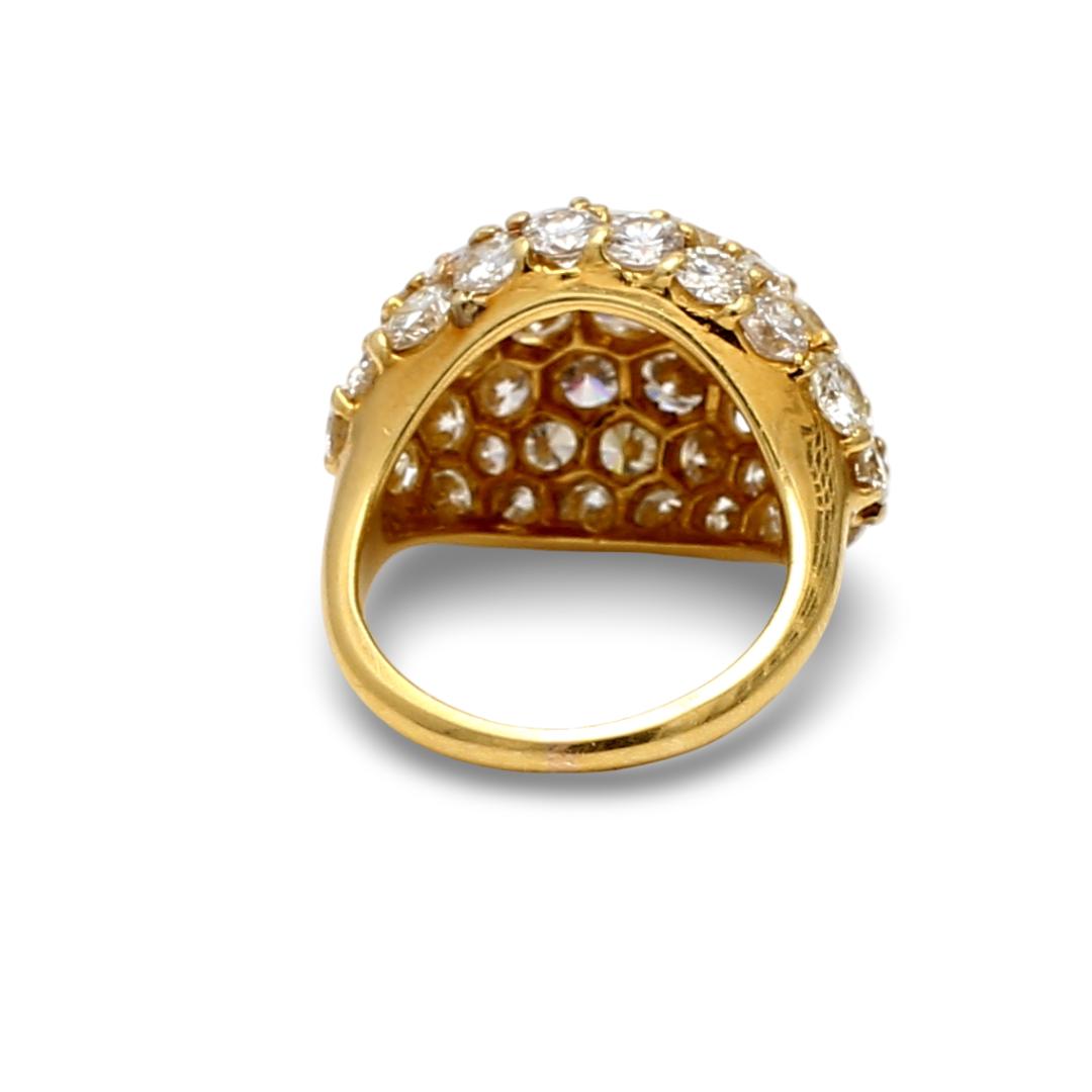 7.25 Carat Round Brilliant G VS1 Diamond 18K Yellow Gold Cluster Ring