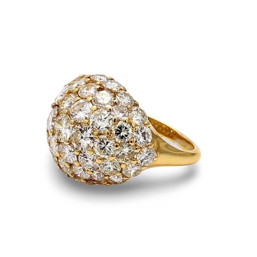 7.25 Carat Round Brilliant G VS1 Diamond 18K Yellow Gold Cluster Ring
