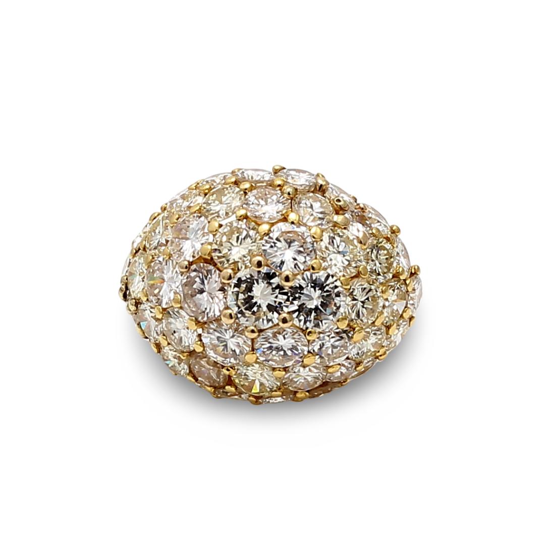 7.25 Carat Round Brilliant G VS1 Diamond 18K Yellow Gold Cluster Ring