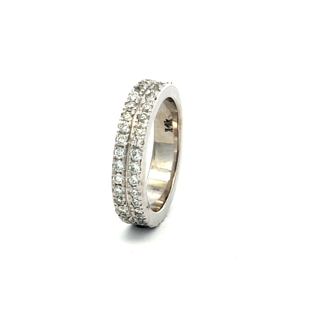 0.72ct Round Brilliant Diamond Eternity Band Ring in 14K White Gold (I SI)