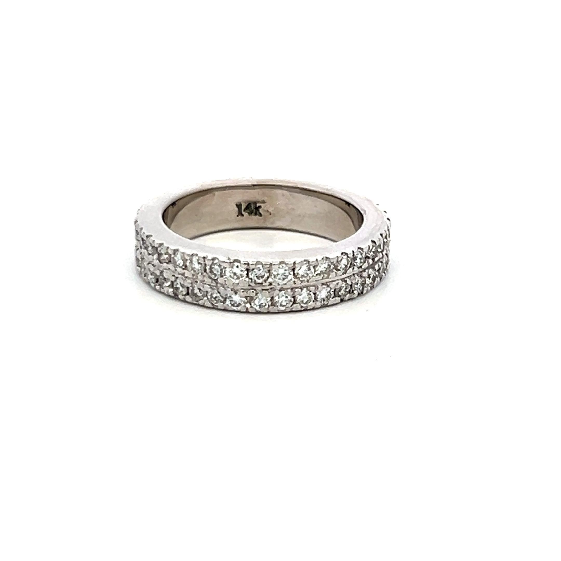0.72ct Round Brilliant Diamond Eternity Band Ring in 14K White Gold (I SI)