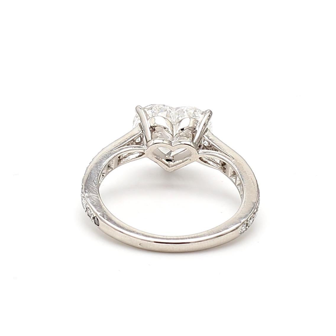 Cartier Platinum Engagement Ring 3.41 Carat Heart & Round Diamonds E VVS2 GIA