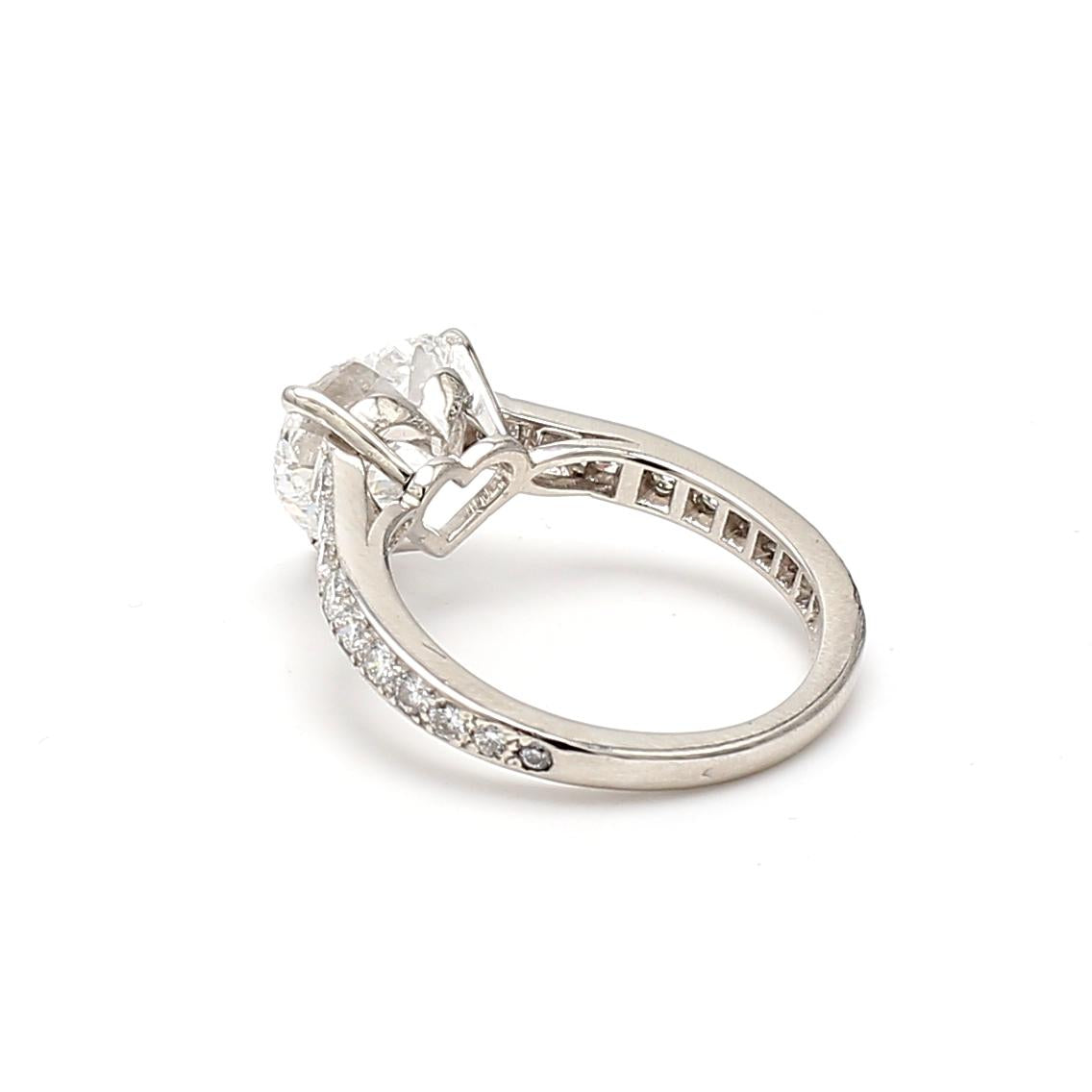 Cartier Platinum Engagement Ring 3.41 Carat Heart & Round Diamonds E VVS2 GIA